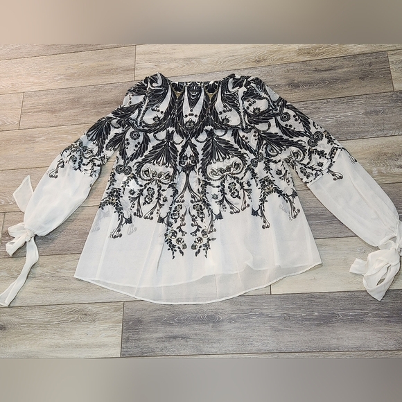 Just Cavalli Patterned Sheer Sparkly V Neck Tunic Size Xlarge. New with tags - Picture 3 of 10